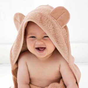 Baby in handsfree badcape roze