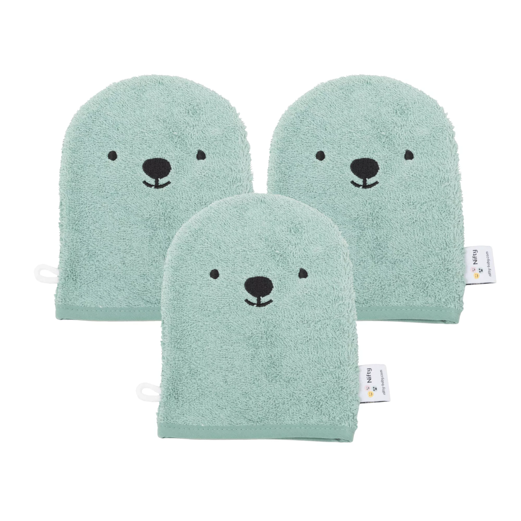 Washandje set van 3 groen